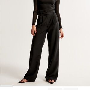Abercrombie & Fitch Tall High-Waist Wide-Leg Black Trousers
